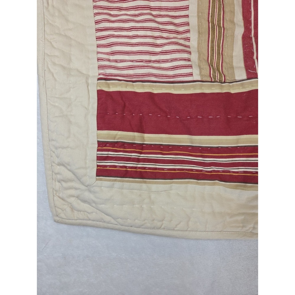 2 Pottery Barn Vintage Stripe Patchwork Quilted Pillow Shams Ticking 2007 STD - Picture 3 of 13